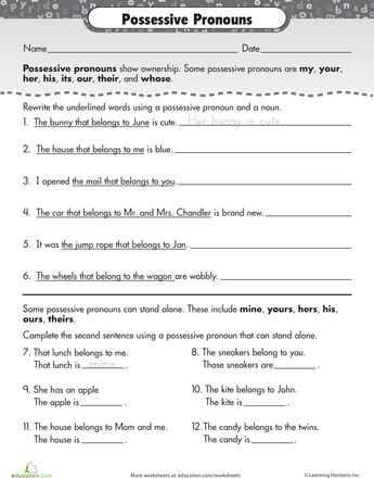 Grade 3 Pronouns Worksheets 3rd Grade