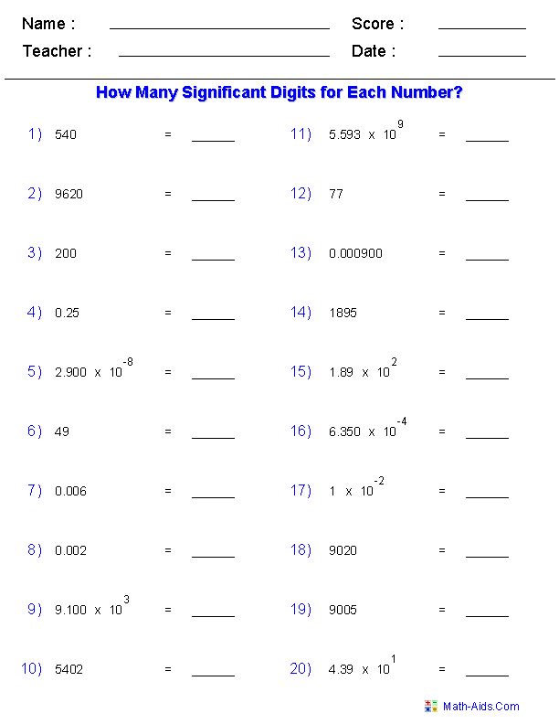 Significant Figures Practice Worksheet Answers Chemistry