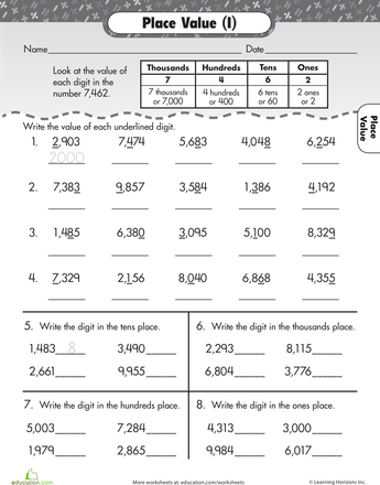 3rd Grade Place Value Worksheets Grade 4