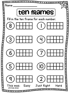 Ten Frame Printable Kindergarten
