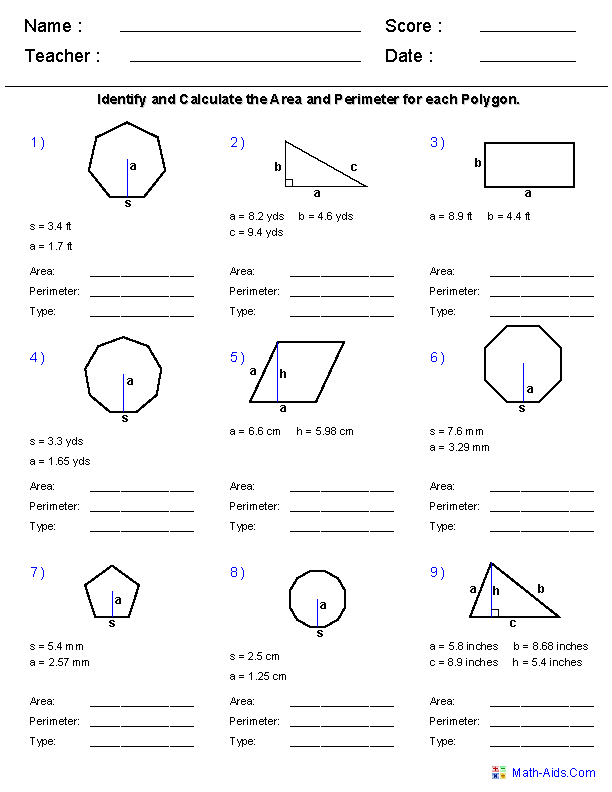 Math Geometry Worksheets Grade 6