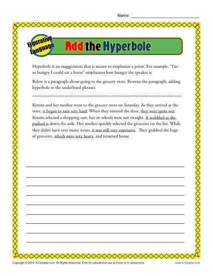 Hyperbole Worksheets 5th Grade