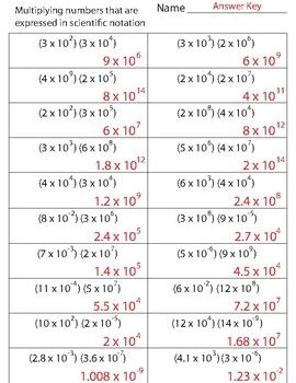 Scientific Notation Worksheet Answers Pdf