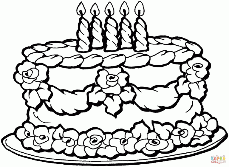Free Printable Birthday Cake Happy Birthday Coloring Pages