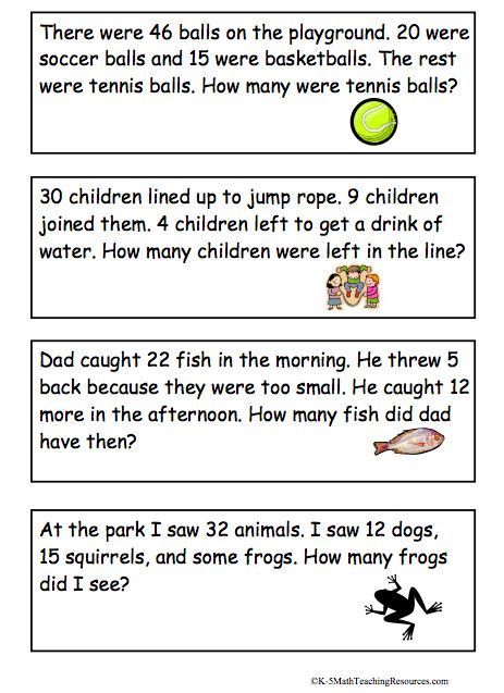 2nd Grade Simple Addition And Subtraction Word Problems
