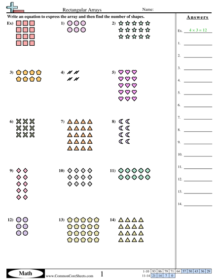 Common Core Sheets Multiplication Arrays