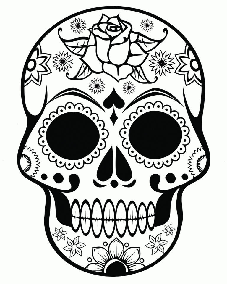 Simple Sugar Skull Coloring Pages For Kids