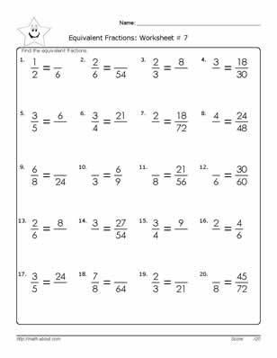 6th Grade Equivalent Fractions Worksheet Grade 5