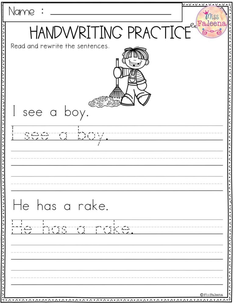 Handwriting Practice Sentences For Kids