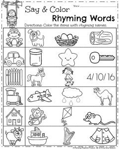 Kindergarten Free Rhyming Words Worksheet