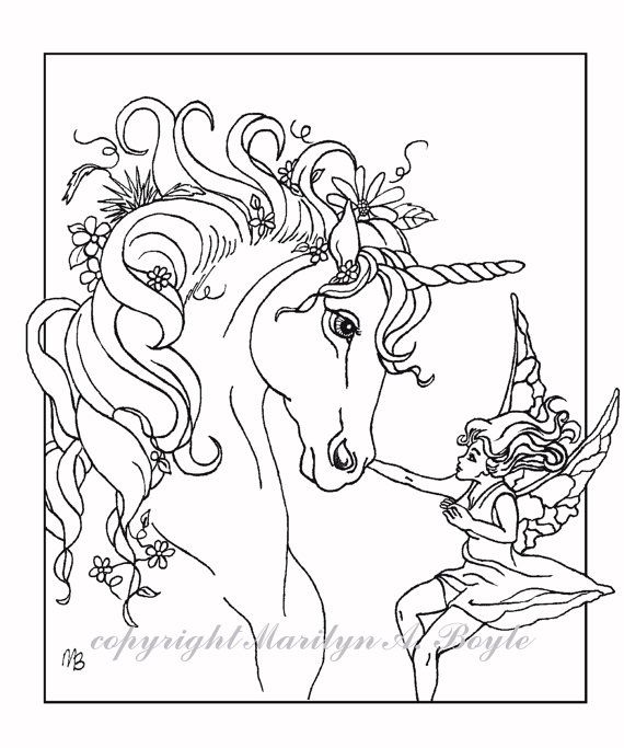 Fairy And Unicorn Coloring Pages Free