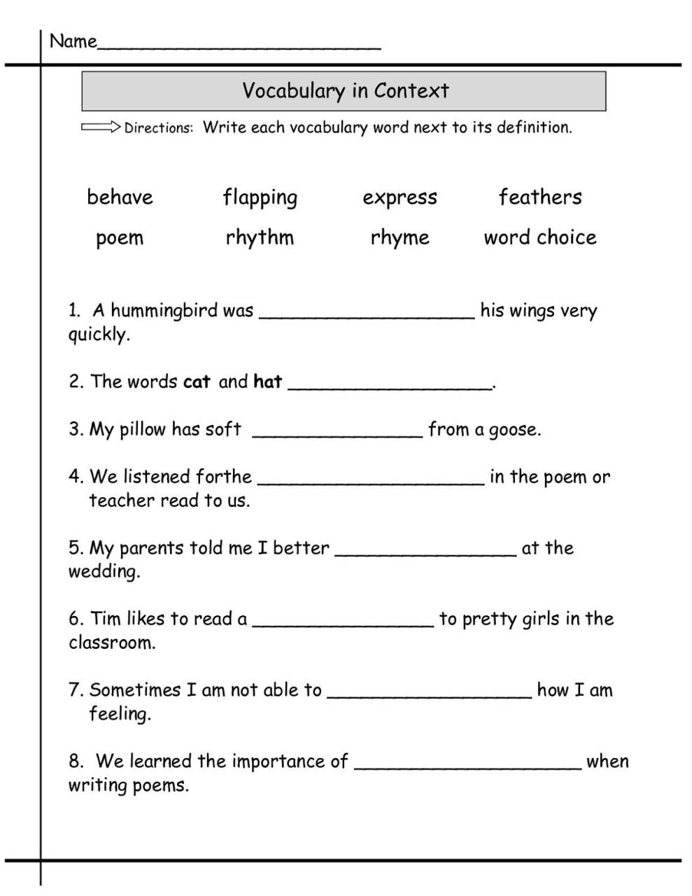 Grade 2 Context Clues Worksheets 2nd Grade