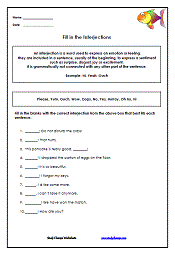 7th Grade Interjections Worksheet