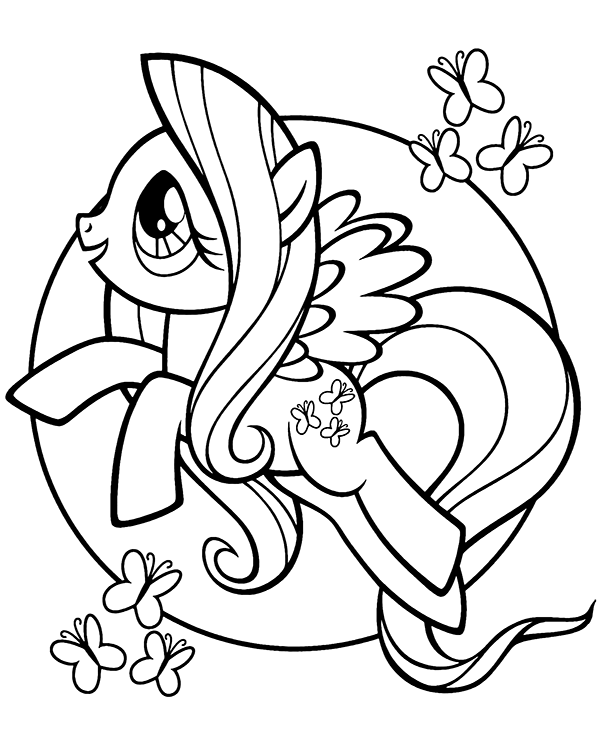Fluttershy Printable My Little Pony Colouring Pages