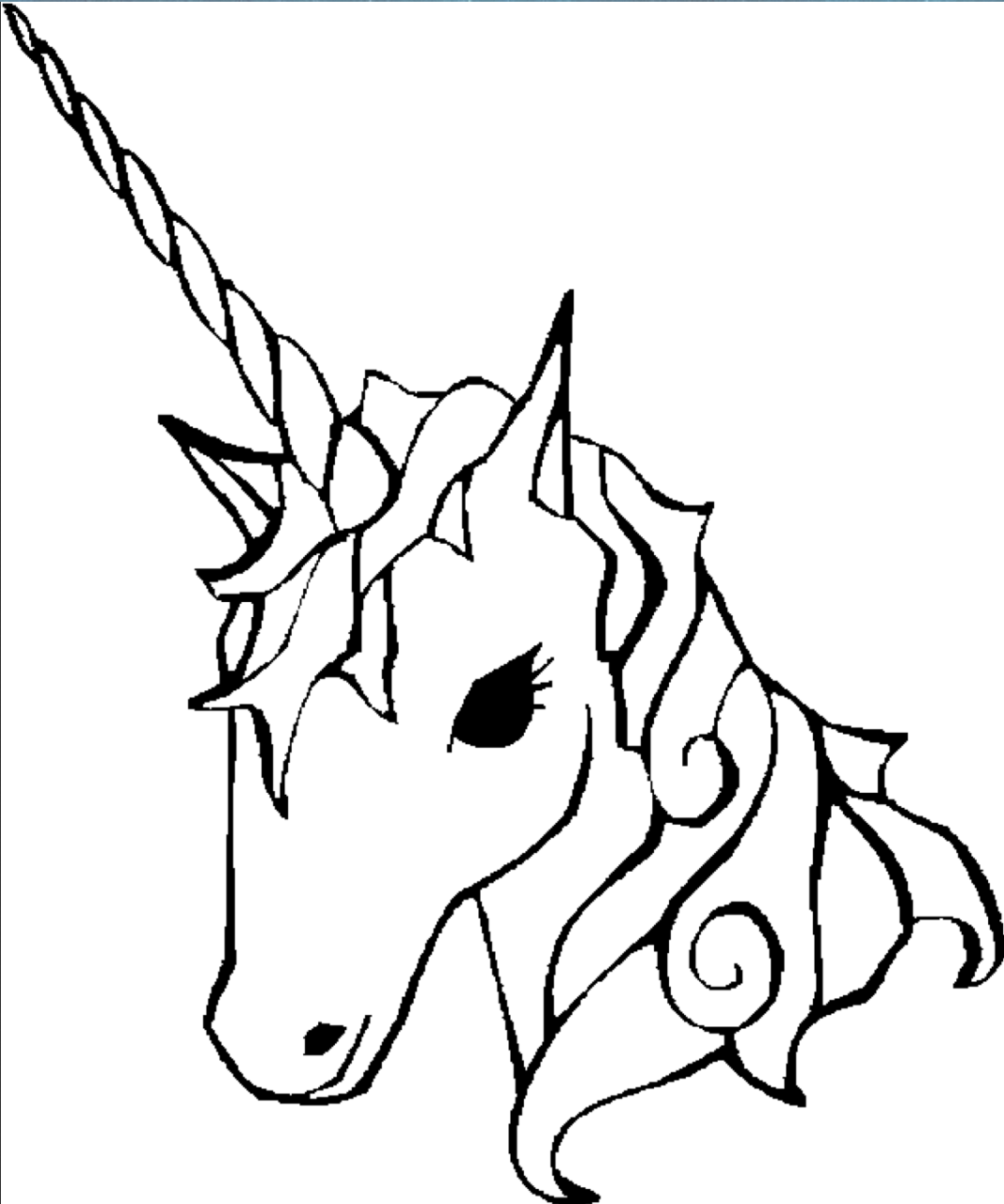 Beautiful Unicorn Head Coloring Pages