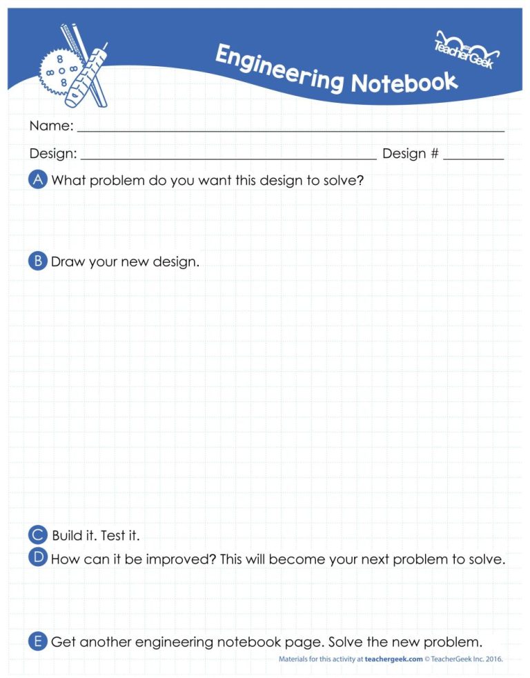 Engineering Design Process Worksheets For 6th Grade