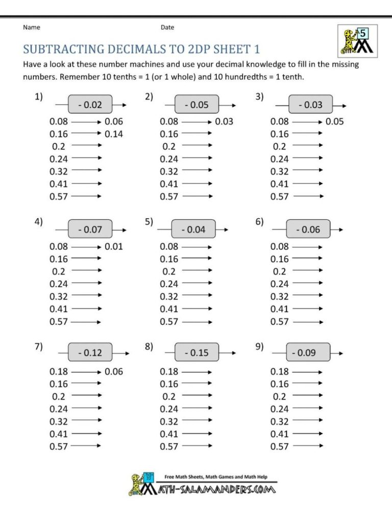 Decimal Multiplication Worksheets Grade 6