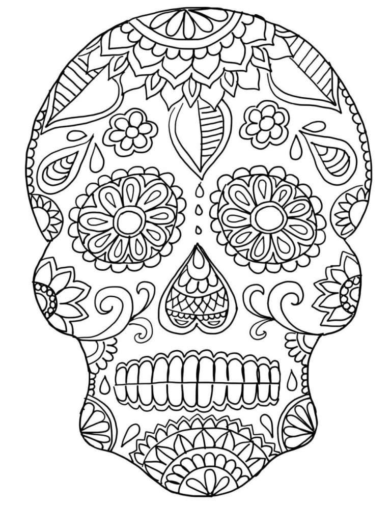 Simple Sugar Skull Coloring Sheets