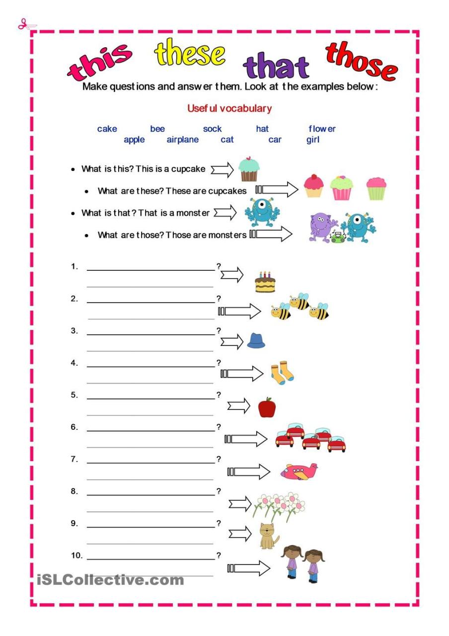 Demonstrative Pronouns Worksheet For Grade 1