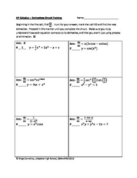 Derivative Worksheet With Answers