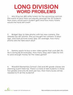 Long Division Word Problems Grade 4