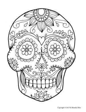 Easy Sugar Skull Coloring Pages For Kids
