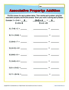 Properties Of Addition Worksheets Pdf