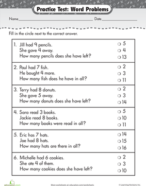First Grade Addition Word Problems Worksheets