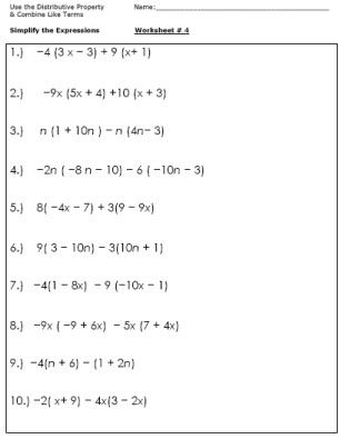 Practice Combining Like Terms Worksheet Answer Key