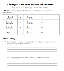 States Of Matter Worksheet 8th Grade Answers