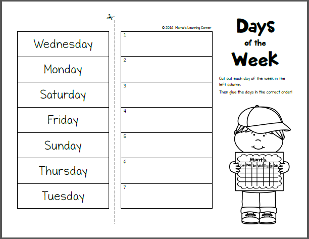 Days Of The Week Tracing Worksheets Free