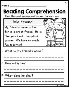 Free Printable Comprehension Worksheets For Kindergarten