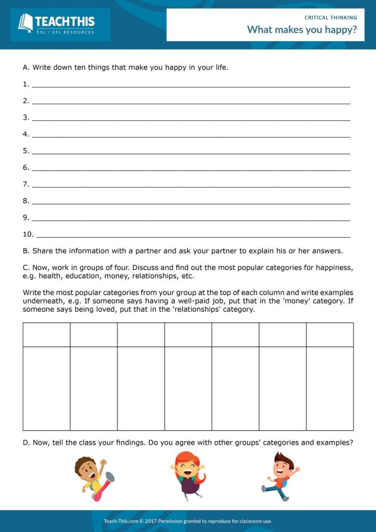 Critical Thinking Worksheets For 3rd Grade Pdf