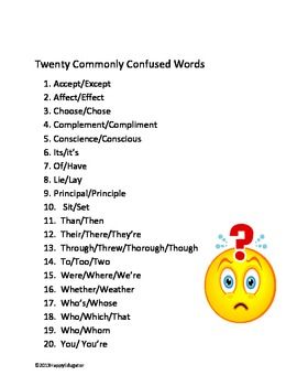 8th Grade Commonly Confused Words Worksheet
