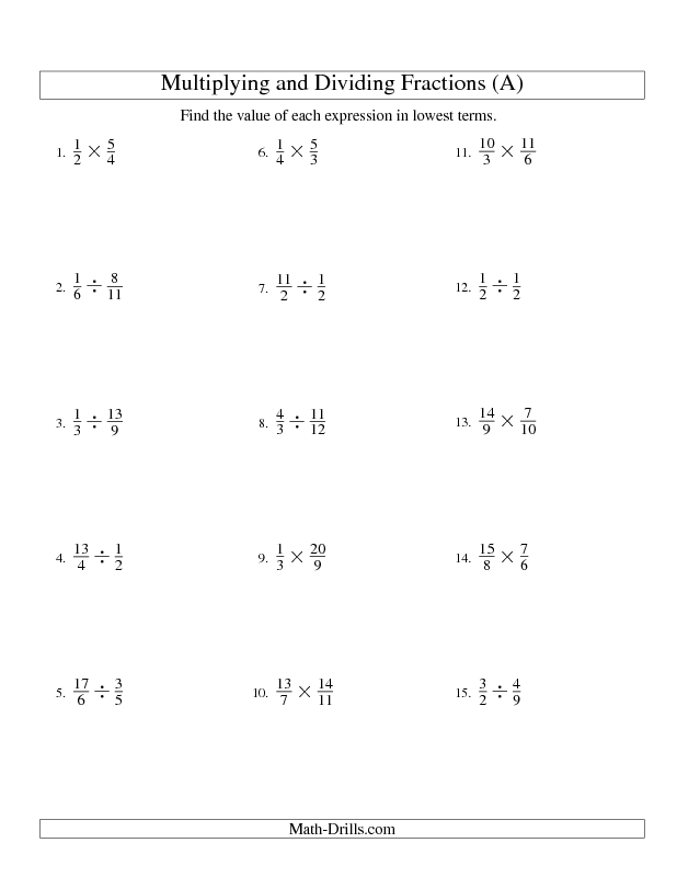 Division Of Fractions Worksheets Grade 7