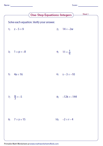Grade 9 9th Grade Multi Step Equations Worksheet