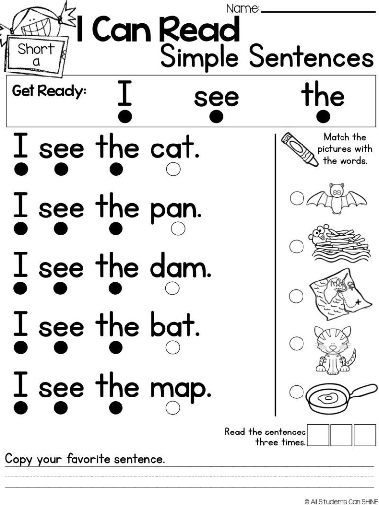 Preschool Kindergarten Worksheets Reading