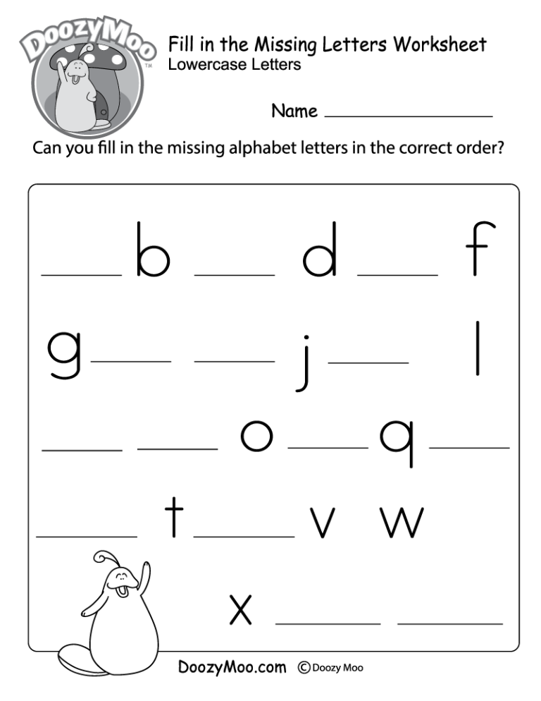 Missing Letters Worksheets For Kindergarten