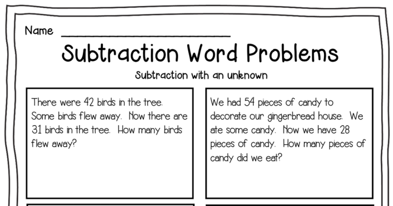 Subtraction Word Problems Grade 1 Pdf