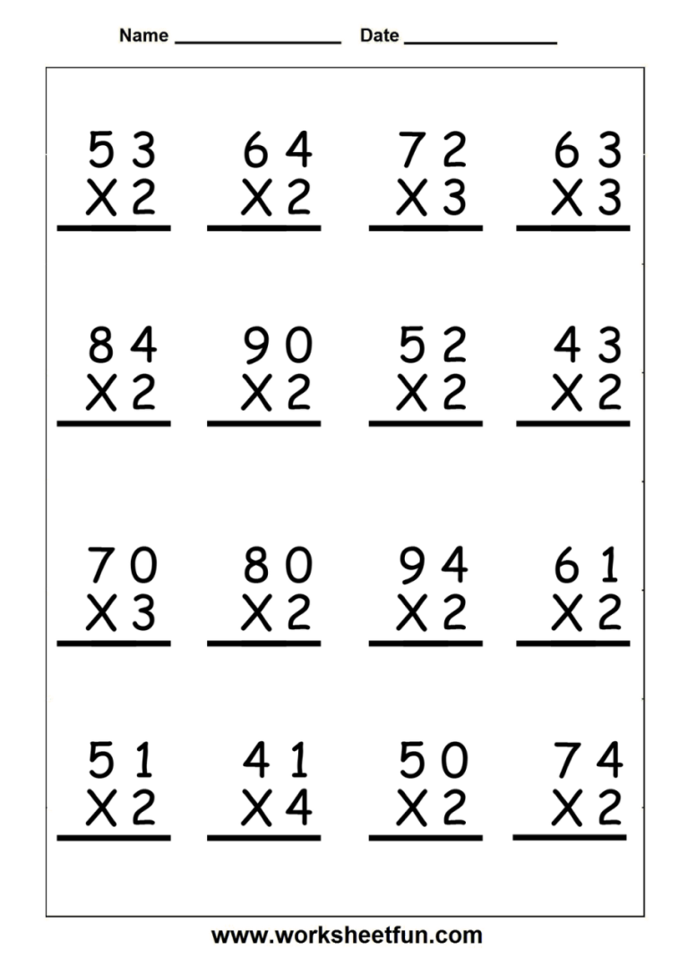 Multiplication 5th Grade Math Worksheets Grade 5