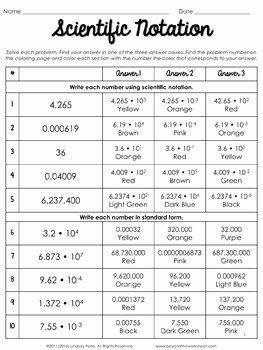 Chemistry Scientific Notation Practice Worksheet