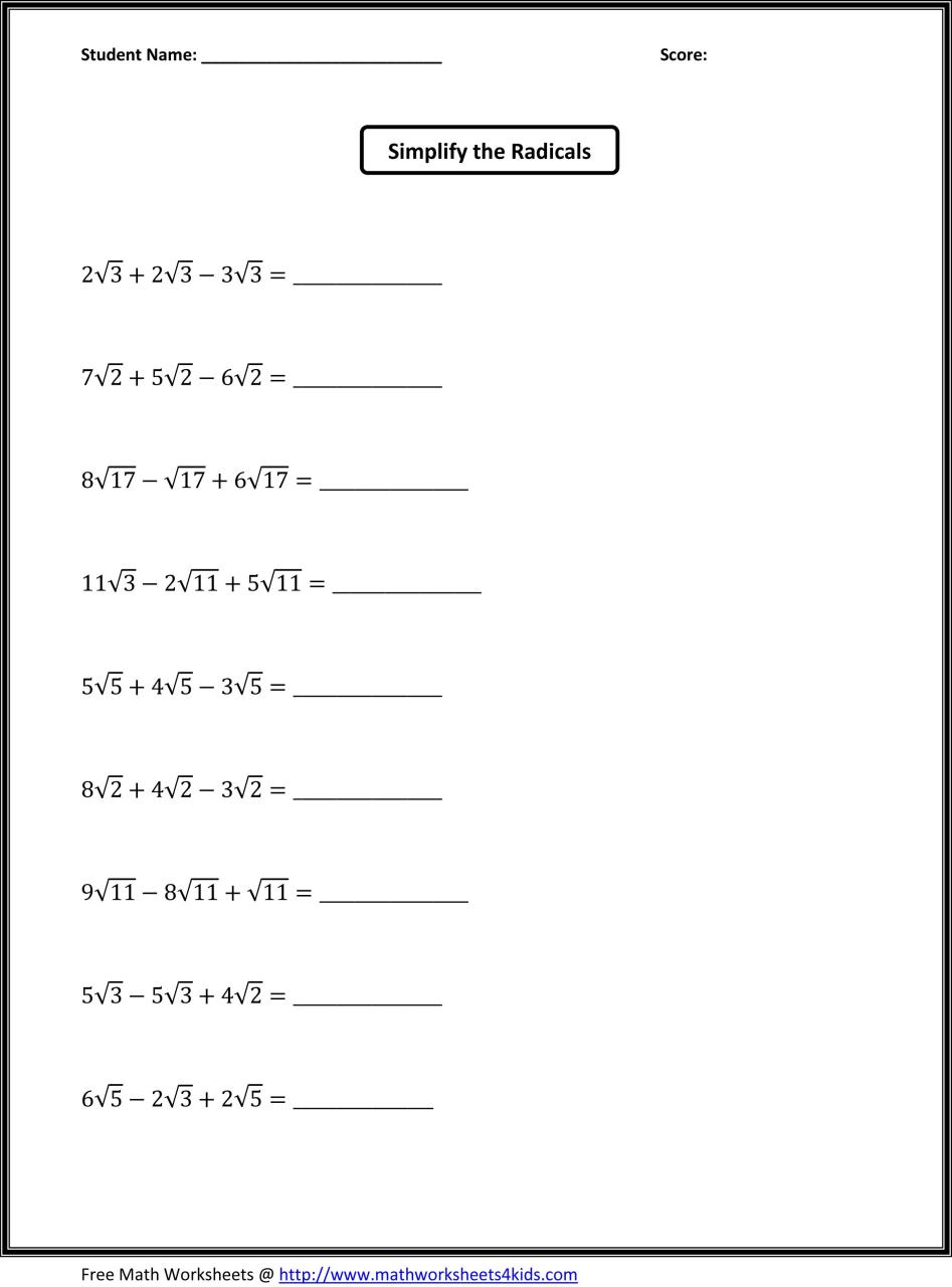 Pre Algebra Worksheets For 7th Graders Pdf
