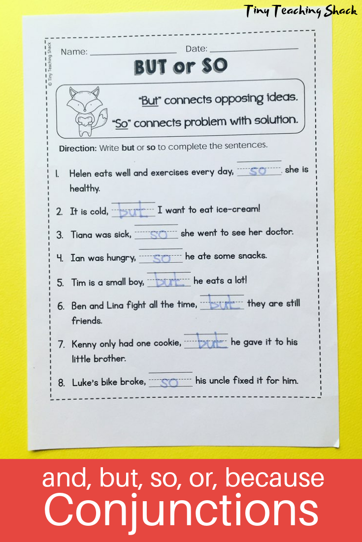 Grade 7 Conjunction Worksheets With Answers