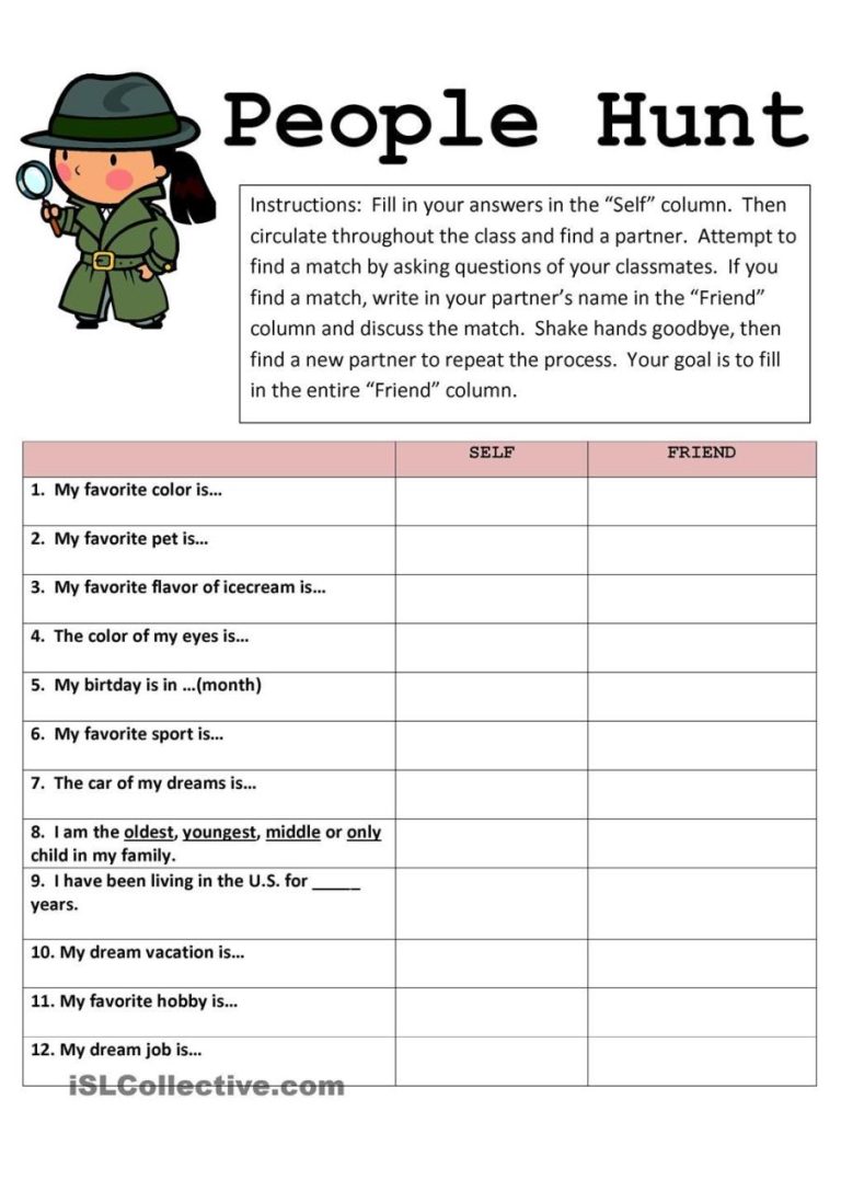 Activity Worksheets For Teenagers