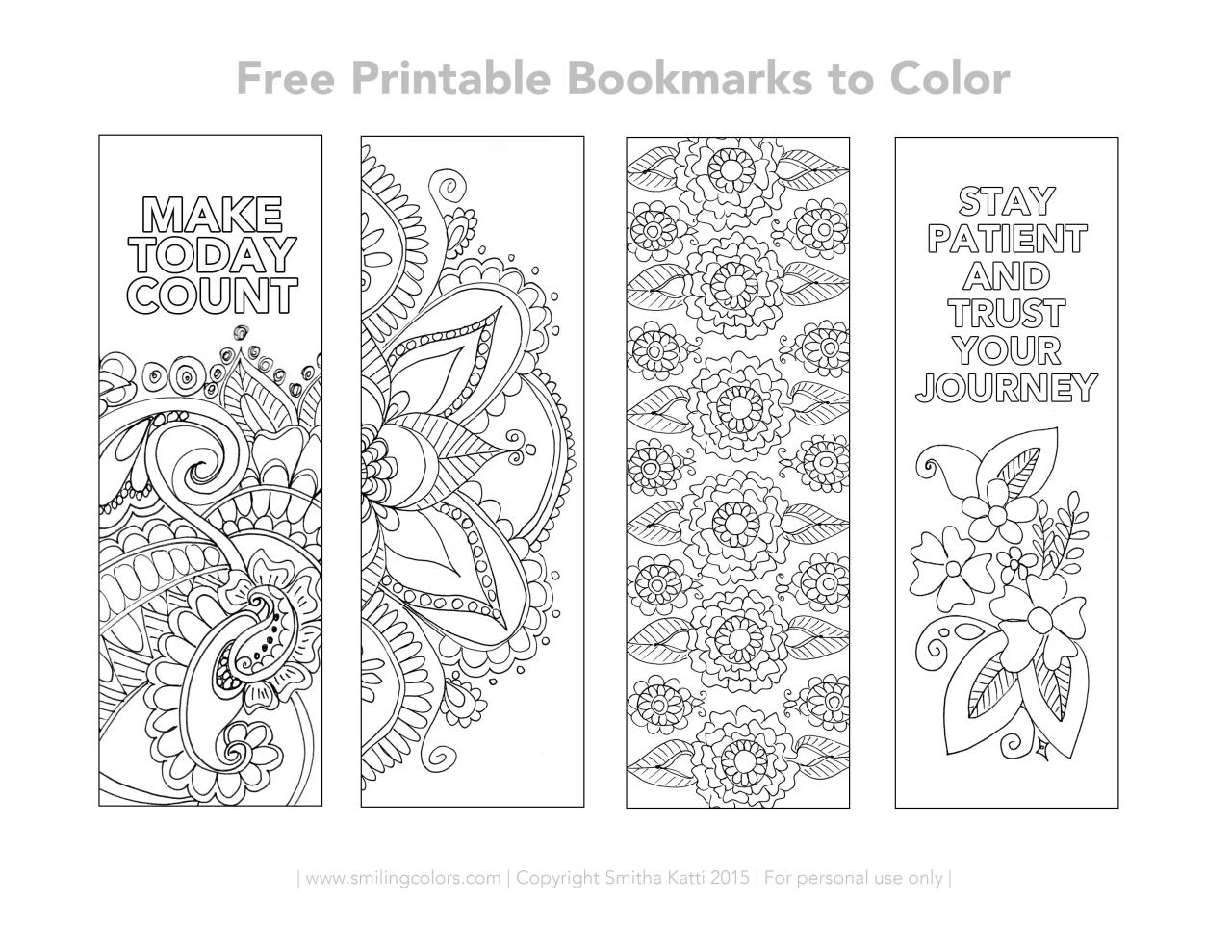 Free Printable Coloring Pages Bookmarks