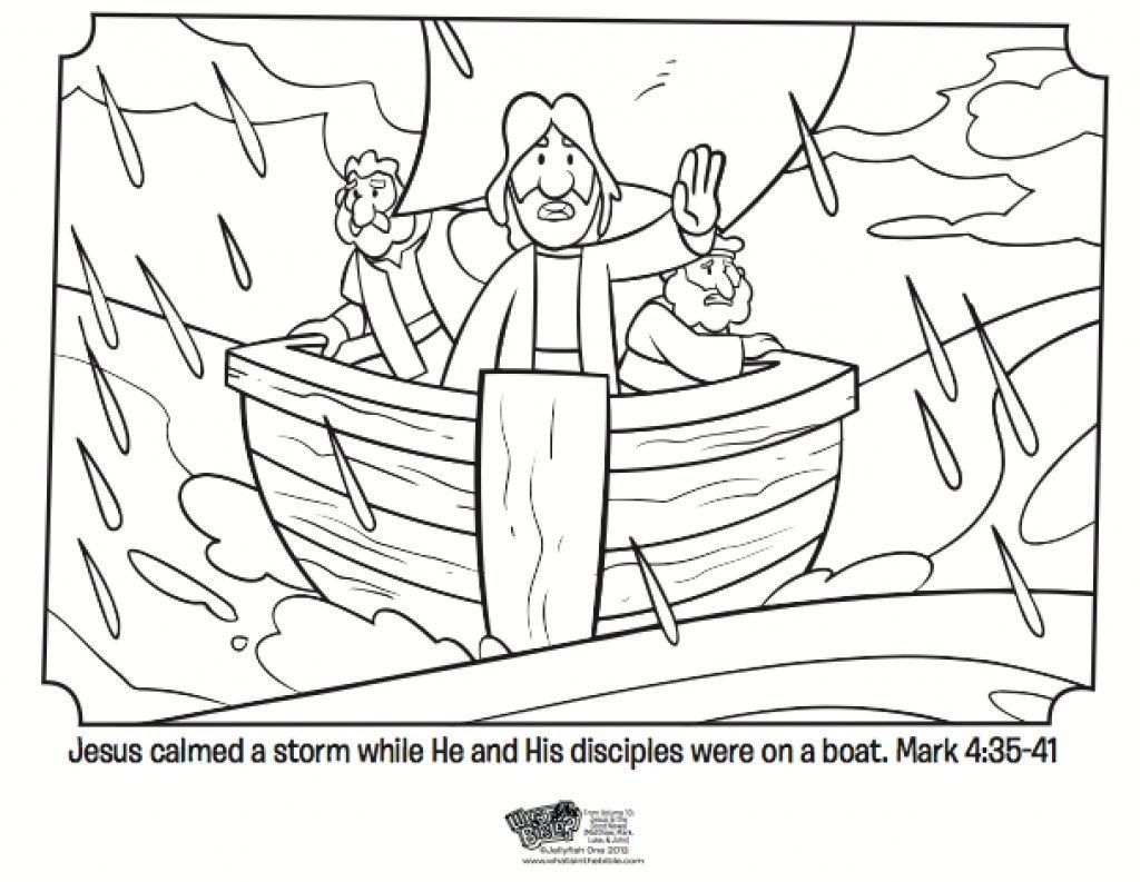 Printable Jesus Calms The Storm Coloring Page