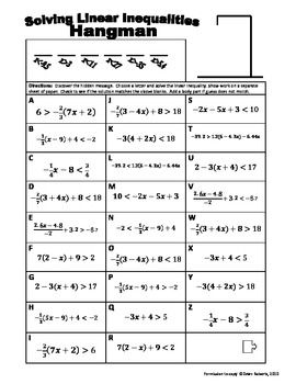 Algebra 1 Solving Inequalities Worksheet Answers