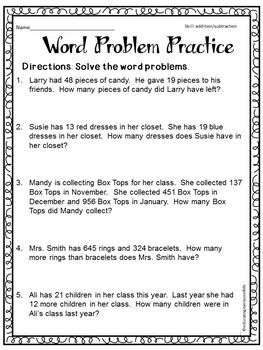 Subtraction Word Problems Worksheets For Grade 4