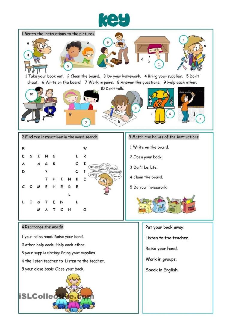 Printable Classroom Language Worksheets