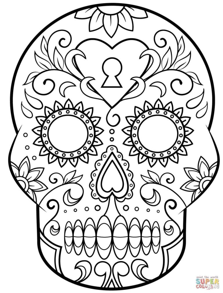 Easy Simple Skull Coloring Pages